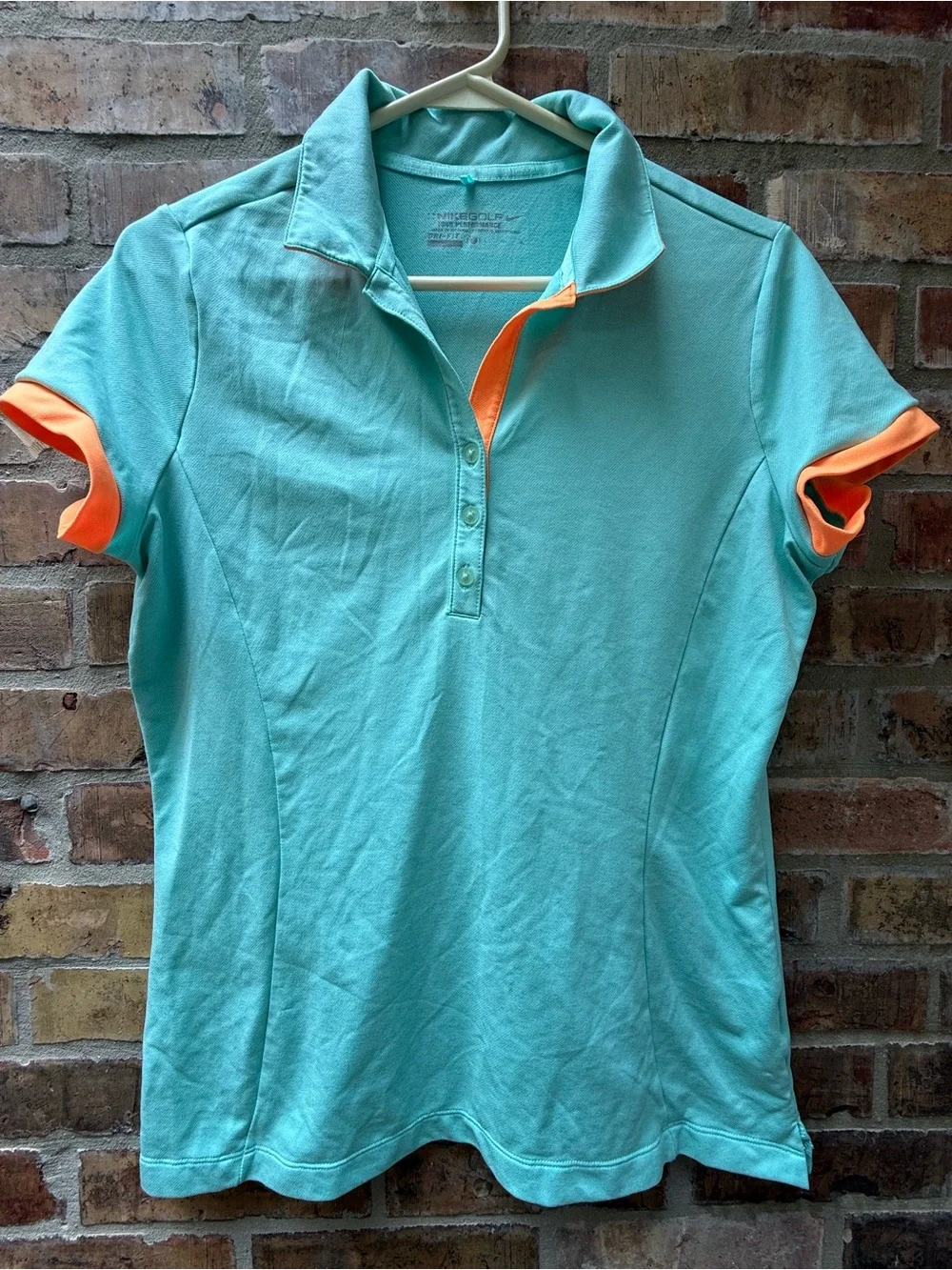 Nike Dri-Fit Golf Teal Orange Polo Women’s Size Large Top Shirt